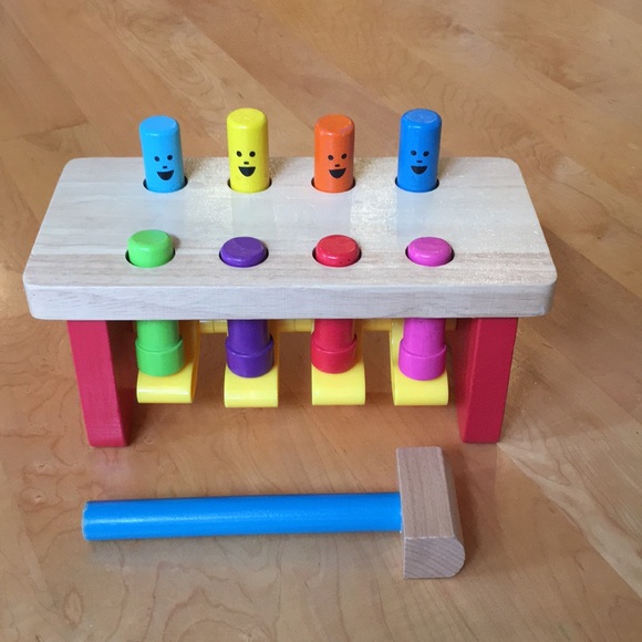 Melissa & Doug Deluxe Pounding Bench Wooden Toy With Mallet - Picture 1 of 9